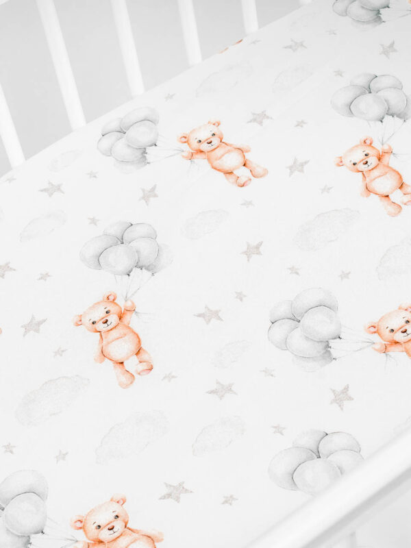 Prześcieradło na gumkę Misie z balonami