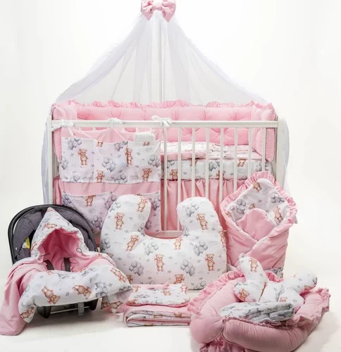 Zestaw maxi Misie z balonami róż