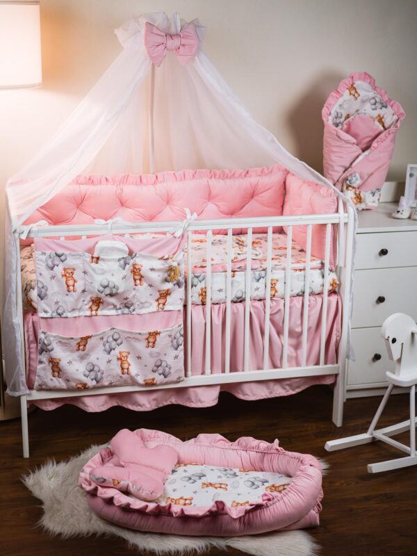 Zestaw midi Misie z balonami róż