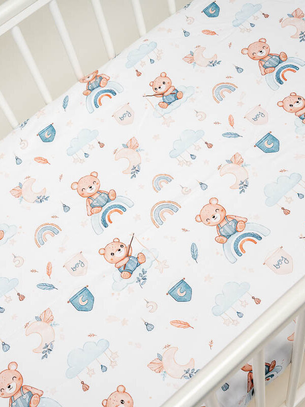 Prześcieradło na gumkę Misie na tęczy