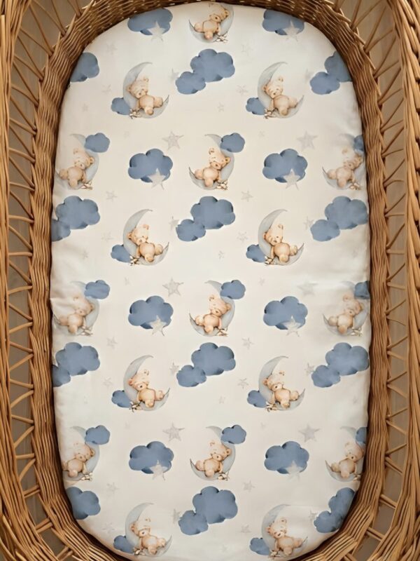 Prześcieradło do gondoli misie na chmurkach