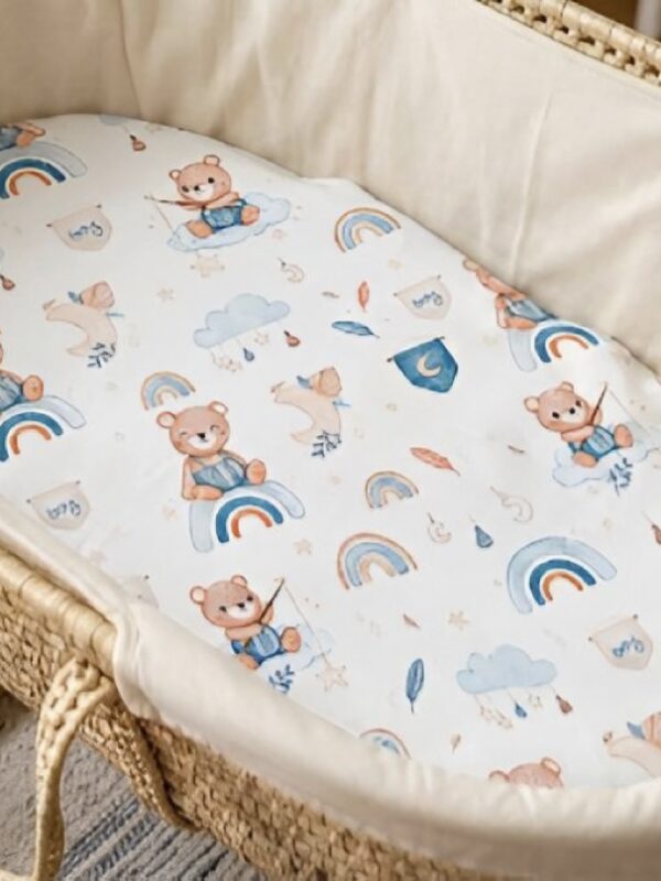 created by Polish Prześcieradło do gondoli Misie na tęczy